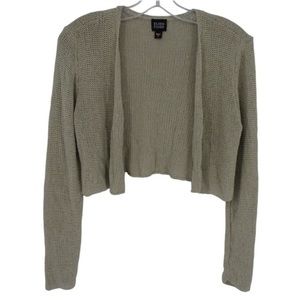 Eileen Fisher Silk Cropped Cardigan Sweater Womens Small Long Sleeve Tan Grey